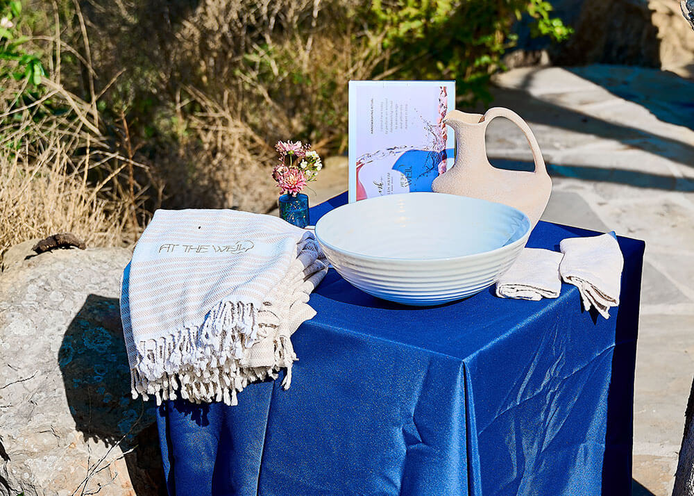 Ritual items arranged on a table at Maaleh Hayim